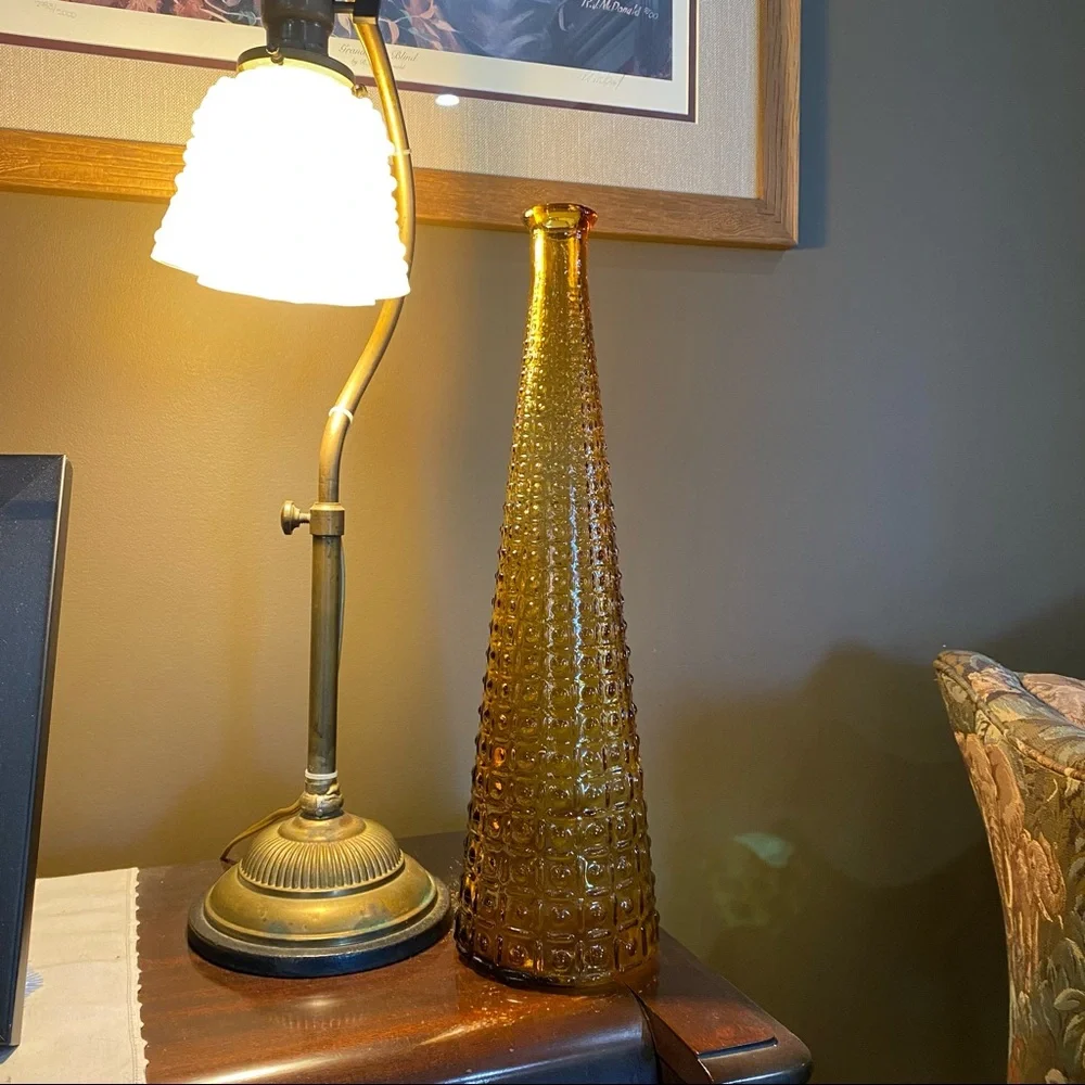 Vintage 1960s Empoli Italy Mid Century Amber Hobnail Genie Decanter - Picture 5 of 10